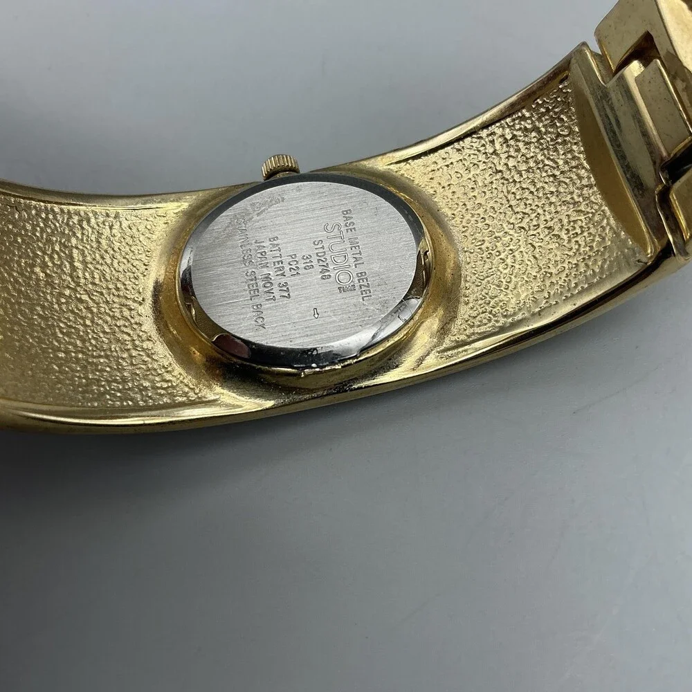 Studio Time Womens Watch 23mm White Dial Gold Tone Faux Pearls New Battery